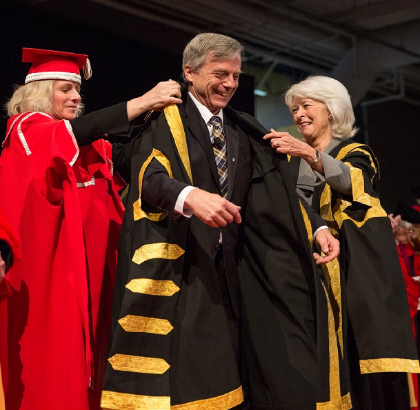 Myself with President Elizabeth Cannon and Board Chair Bonnie DuPont during my installation ceremony last November.