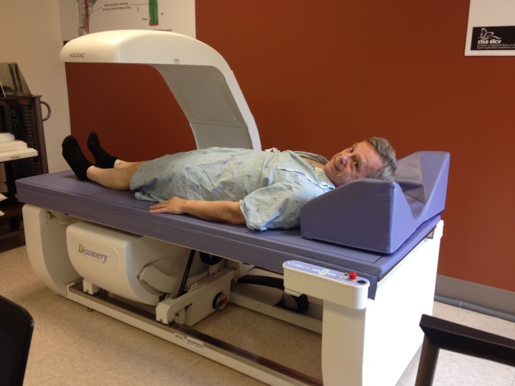 Undergoing a DEXA Scan at the Elisabeth Bruyère Hospital to determine my bone mineral density