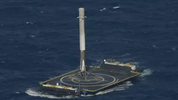 The first-stage of the Falcon 9 rocket sticking the landing