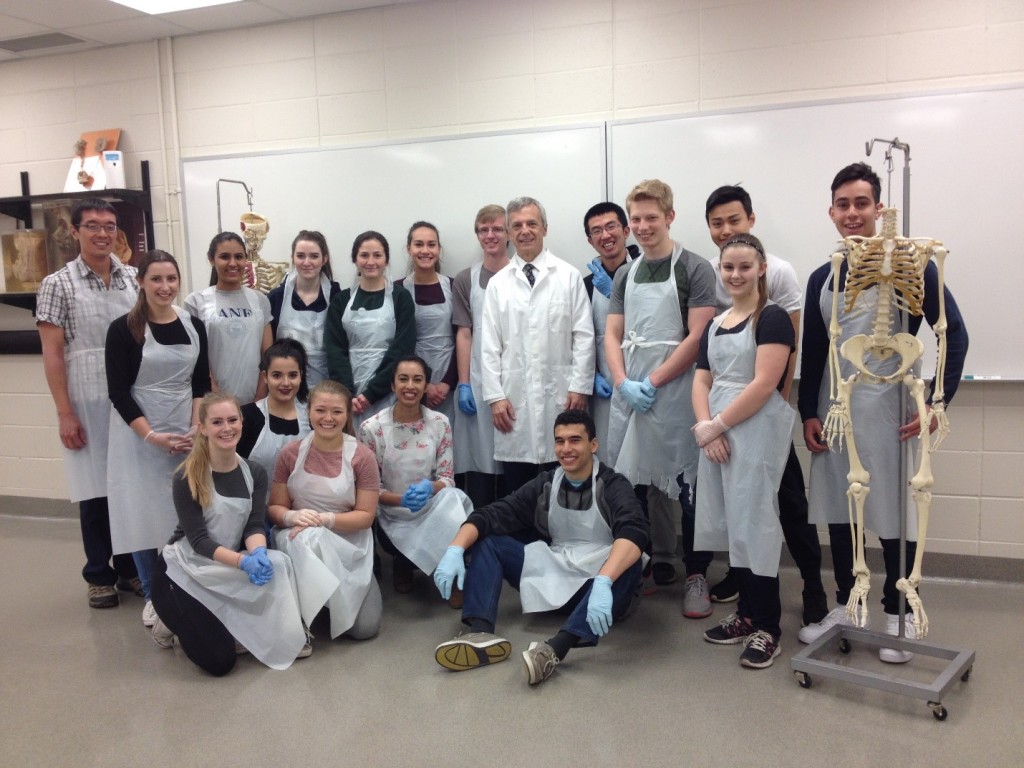 Studying human anatomy with the Grade 12 Biology class of Robert Thirsk High School