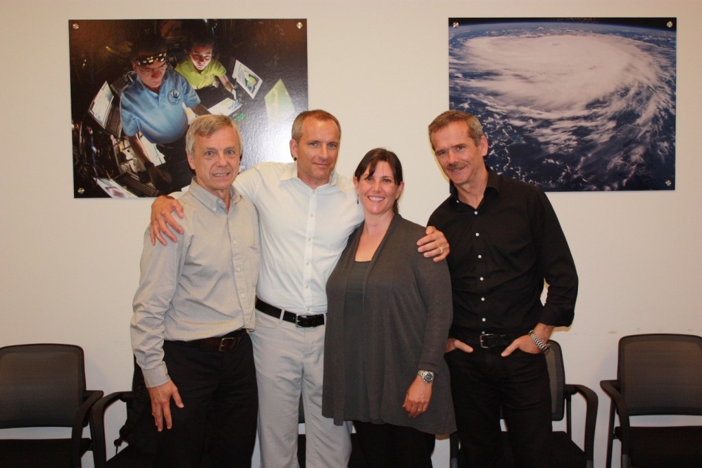 Natalie Hirsch (CSA Project Officer) and her ‘Essential Task Focus Group’: me, David Saint-Jacques and Chris Hadfield